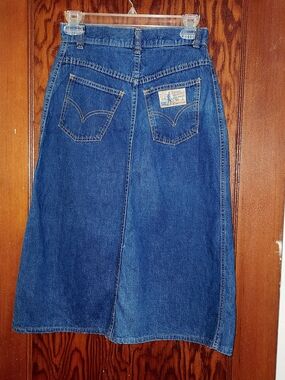 Levi's Vintage 1970's Plowboy Farmers And Mechanics- Blue Denim Midi Skirt